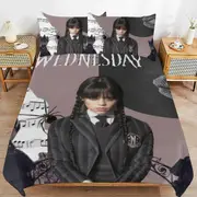 a1479 Wednesday Addams Duvet Cover Set, 3 Piece Bedding Set 86x70" Double Sided Printing Decorative Comforter Cover Set (1 Duvet Cover + 2 Pillow Sham