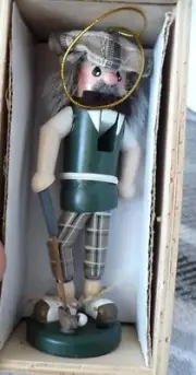 ZIMS 5" WOOD NUTCRACKER GOLFER ORNAMENT IN BOX
