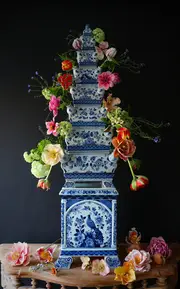 Royal Delft Hand-Painted Tulip Vase Pyramid