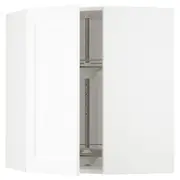 METOD corner wall cabinet with carousel, white Enköping/white wood effect, 68x37x80 cm
