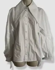 $448 Tory Burch Women's White Button-Front Poplin Blouse Top Size 6
