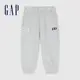 Gap 男幼童裝 Logo束口鬆緊棉褲 碳素軟磨法式圈織系列-灰色(429333)
