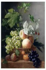 Tile Mural Grapes Peaches Plum Gooseberry Kitchen Wall Backsplash Marble Ceramic