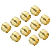 100Pack 1/4 Inch Tube OD Brass Compression Sleeves Ferrule Brass Ferrule Fitting