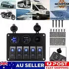 5 Gang ON-OFF Toggle Switch Panel 2USB 12V/24V for Car Boat Marine RV Truck AU