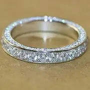 Gixaxak 925 Sterling Silver Cubic Zirconia Full Eternity Stackable White Clear CZ Eternity Ring Anniversary Wedding Engagement Band Ring Size 6-10