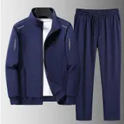 Men's Sportswear Set Tracksuits Two Pieces Sets Homme Clothes Hoodies+Pants Suit Male Streetswear Hoodie Jackets Plus Size blue 3XL