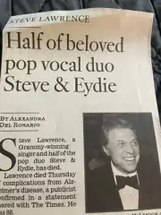 OBITUARY STEVE LAWRENCE 1935 - 2024 GO AWAY LITTLE GIRL EYDIE SINGER VEGAS