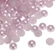 300pcs Flatback Pearls 10mm ABS Plastic Half Round Dome Pearls, Light Purple