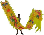 Dragon Dance Silk 3D Colorful Silk Dragon Poi for Adults 8m/10m Flowy Spinning & Shaking Poi Outdoor Flinging Fitness Dragon Dance Ribbon Streamer (Color : Yellow, Size : 10m/33ft)