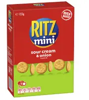 2 x Ritz Mini Sour Cream & Onion Flavour Cracker Biscuits 155g