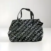 Pandora Tote Bag Black White Signature Spell out Large 18" x 12" NWT