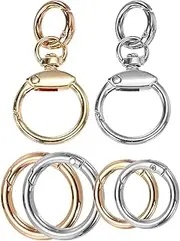 uxcell 2 Pcs Metal Swivel Clasps Key Chain O Ring Keyrings Round Spring Snap Keychain Hook Clip for Chains Extender Handicrafts Keys Lanyards Jewelry Findings, Gold Tone/Silver Tone