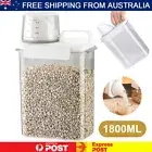 Grain Storage Box with Measuring Lid Pet Dog Cat Food Rice Bean Cereal Container