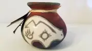 Raku Pottery VASE Jeremy Diller Iridescent Bear Earth & Fire New W/ Tags Small