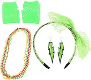 [LIFKOME] Fishnet Gloves Fishnets Women's Earrings Lace Headband Neon Earrings 's Party Costumes Rosy
