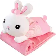 Rabbit Plush Stuffed Toy, Cute Plush Toy, Soft Doll, Plush Cushion, Plush Toy Blanket Set