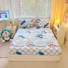 Doraemon Cartoon Fitted Sheet Kids Bed Decor Set Single/Double/Queen King Size