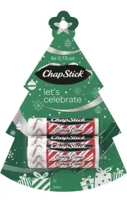 Chapstick Holiday Tree Lip Balm - 4ct Candy Cane flavor .15oz each