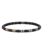 Roberto Demeglio Men's Black Diamond Stretch Bracelet in 18K Rose Gold & Black Ceramic Carbon