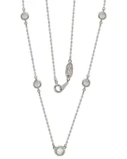 Suzy Levian Silver 0.02 ct. tw. Diamond & White Topaz 5 Stone Station Pendant