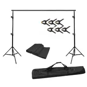 3.6M Photo Black Screen Muslin Background Studio Backdrop Support Stand Kit