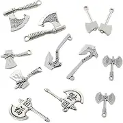 [Honbay] 36PCS Alloy Axe Charms Pendant Antique Silver Hatchet Pendants 3D Tool Charms Collection for Earring Necklace Bracelet Keychain Jewelry Craft Making (6 Styles)