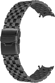 [Juntan] 20mm 22mm Curved Ends Watch Band Five Rows Stainless Steel Metal Replacement Bracelet Black Silver with Polished Folding Buckle for Men Women