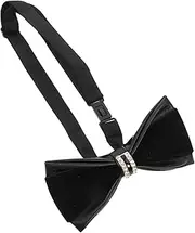 [ANDRESLAD] Men's Rhinestone Bow Tie British Design Pu Leather Pre Tied Bow Tie for Formal Events Party Wedding