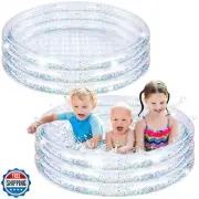2 Pack Inflatable Kiddie Pool for Kids 47 Inch Round 3 Rings Plastic Blow up