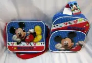 MICKEY MOUSE LYING DOWN 10" RED,WHITE&BLUE TODDLER BACKPACK& 9.5" LUNCHBOX-NEW!