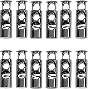 10Pcs Double Hole Metal Cord Lock Apparel Clamp Barrel Toggle Spring Stoppe