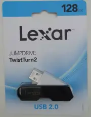 Lexar 128GB USB Flash JumpDrive TwistTurn2 Drive JDTT2-128ABNABK NEW SEALED