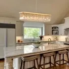 Restaurant Square Chandelier Modern High-End Golden Crystal Hanging Lamp