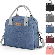 Lunch Bag Insulated Lunch Tote Bag with Adjustable Strap Reusable Lunch Box for Women/Men/Kids Leakproof Lunch Bags Portable Thermal Cooler Bag for Work School Picnic, Blue
