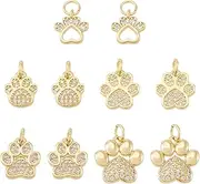 Craftdady CZ Stone Necklace Pendants Crystal Cubic Zirconia Keychain Bracelet Dangle Charms 18K Gold Plated Heart Charms with Jump Ring for DIY Craft Jewelry Making