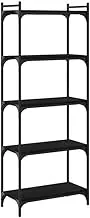 5-Tier Bookcase for Home & Office - Engineered Wood & Metal Standing Shelf, 60x30x154 cm, Black - Sturdy & Space-Saving Storage Solution for Small Spaces