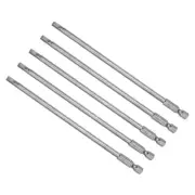 Hex Head Wrench Bit H4 Hex Head 1/4" Shank 150mm L Steel Screwdriver Bit 5Pcs