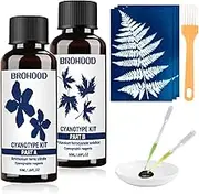 Brohood Cyanotype Kit, Complete Sun Printing Kit for Fabric and Paper, 2 Part 50ml Sensitizer, Ideal for Kids, Teens and Artists