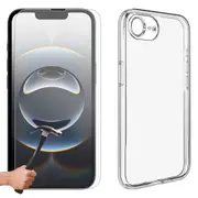 For Apple iPhone 16e Phone Case Cover and Tempered Glass Screen Protector Clear