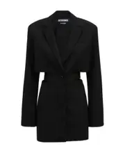 Black LE ROBE BARI wool mini suit dress FR40