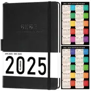 2025 Black Planner 5x8 Weekly Monthly Pages Calendar Stickers Inner Pocket