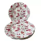 Grace Teaware Christmas Porcelain Salad Plates 8in Set of 4 Holiday Red & White