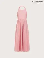 Monsoon Pink Ayo Halter Prom Maxi Dress (F49105) | $104 - $115