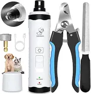 Bemuiz Dog Nail Grinder with Dog Nail Trimmers,Rechargable & Quiet Dog Nail Clippers Kit for Large Medium Small Dogs & Cats,2-Speed Pet Nail Grinder with 2 LED Light, Gifts for Dog Lovers