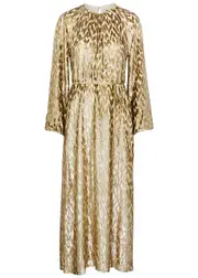 Jonathan Simkhai Odina Lamé fil Coupé Maxi Dress - Gold - 10 (UK14 / L) 10 (UK14 / L)