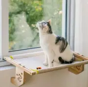 Cat window Perch Hammock Bed Wood white/orange hammock