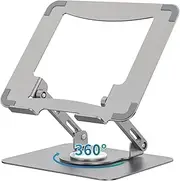 Laptop Stand with 360° Rotating Base, Ergonomic Aluminum Computer Stand, Adjutable Height Muti-Angle, Foldable Laptop Mount, Stable Metal Holder Compatible with 11 to 17.3” Notebook PC