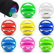 21 Pieces Plastic Cat Toy Balls with Bell Inside Kitten Chase Toys Lattice Bell Balls Cat Pounce Rattle Ball with Black Plush Drawstring Bag for Cat Exercise and Play Indoor