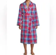 POLO RALPH LAUREN Men's 100% Cotton Woven Plaid Robe Red S/M Small Medium New